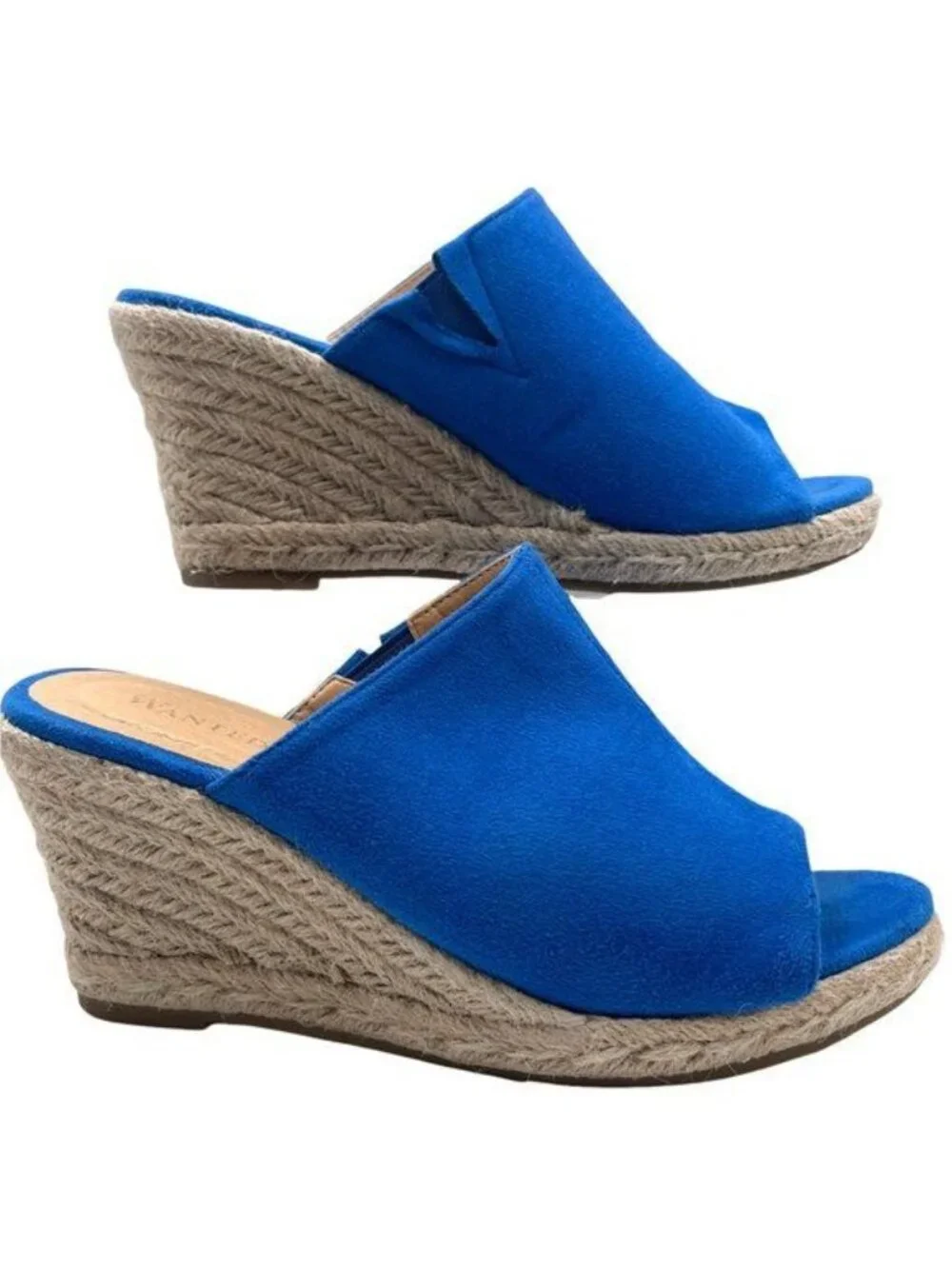 Stylish Wanted Microfiber Open Toe Slip on Wedge Sandal Espadrille Style Size 6